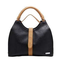 Beau Design Stylish  Black Color Imported PU Leather Casual Handbag With Double Handle For Women's/Ladies/Girls